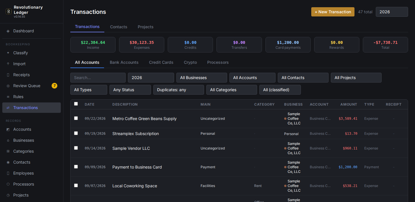 Automatic classification in the transaction list