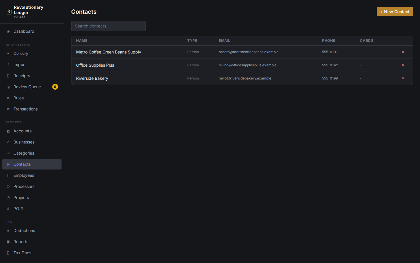 The contacts directory